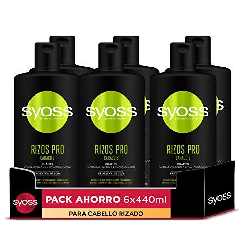 Syoss Rizos Pro Champú para Cabello Rizado y Encaracolado - 6 Unidades de 440 ml, Total: 2640 ml