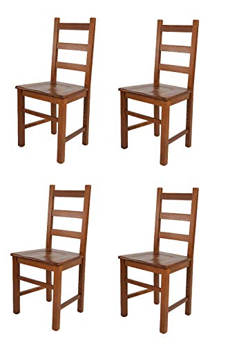 t m c s Tommychairs - Set 4 sillas Rustica para Cocina y Comedor, Estructura en Madera de Haya Color Nogal Claro y Asiento en Madera