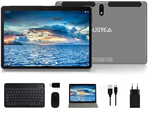 Tablet 10 Pulgadas Android 10.0 Tableta Ultra-Portátiles - RAM 4GB | 64GB Expandible (Certificación Google gsm) -JUSYEA - Batería de 8000mAh - WiFi —Ratón | Teclado y Otros - Gris