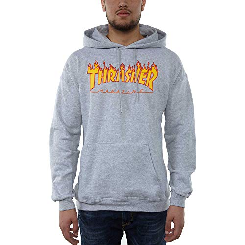 THRASHER Flame Logo Camiseta, Unisex Adulto, Grey, XL