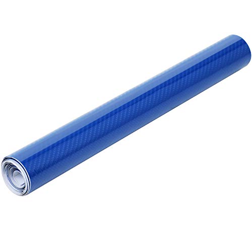 TRIXES Envoltura Vinilo -Auto Adhesiva 6D Vinilo Carbono Envoltura de Vinilo - para el Interior y Exterior de Furgoneta automóvil y tecnología - Sin Burbujas - 1500 x 300 mm -Color Azul Brillante
