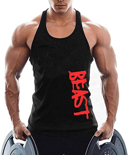 TX Apparel Camiseta de tirantes para hombre Beast Gym Stringer de algodón Negro XL