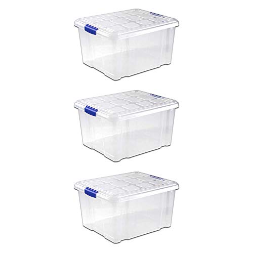 Unishop Lote de 3 Cajas de Almacenaje de Plástico con Tapa, Caja de Almacenamiento, Caja de Ordenación Multiusos (25L)