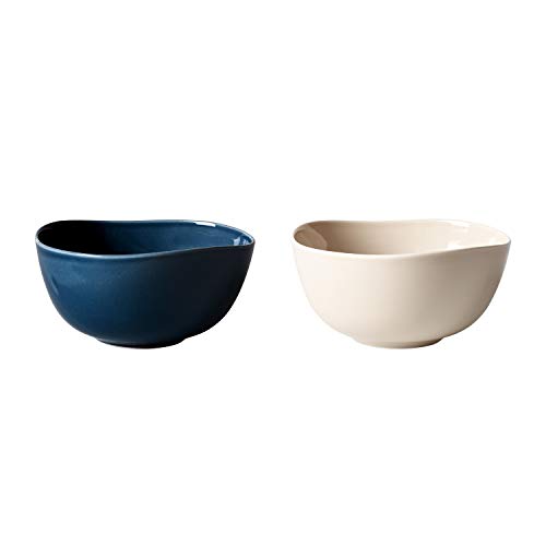 Villeroy & Boch Group - Set de tazones Organic de 2 piezas, tazones redondos de hard porcelain, apto para microondas ,azul, arena