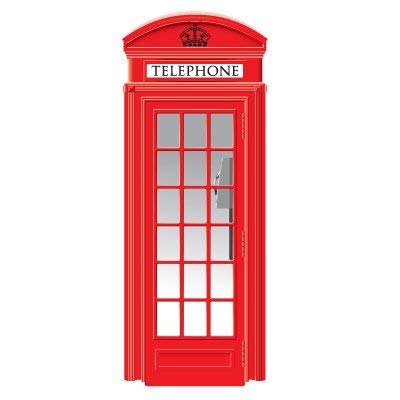 Vinilo para Puerta Decorativo 3D Cabina de teléfonos Londres Varias Medidas 85x205cm | Adhesivo Resistente y de Fácil Aplicación | Multicolor | Pegatina Adhesiva Decorativa de Diseño Elegante