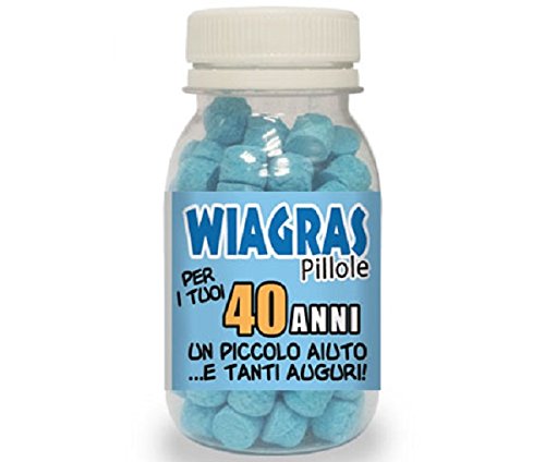 WIAGRAS - Pillolas para 40 años – Artículo de broma, idea regalo para fiesta de cumpleaños