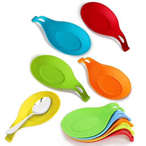xianzhanEU - 10 piezas de silicona para cocina, soporte para utensilios de cocina, mesa de comedor, herramienta antideslizante (verde/azul/rojo/naranja/amarillo)