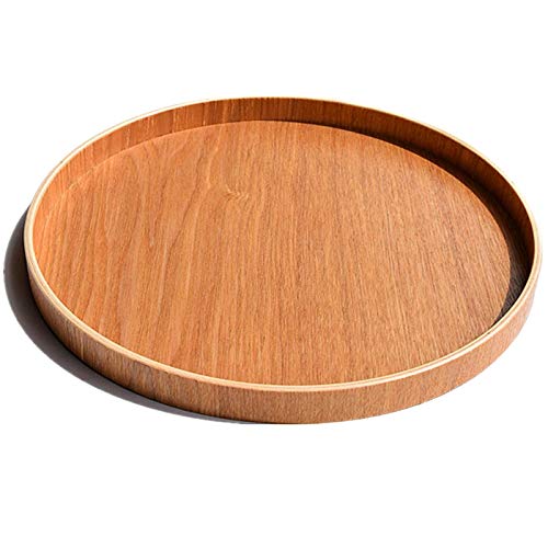 XUDONG Plato de madera maciza para tartas multifunción de color de madera maciza para servir el hogar, cocina, fuente de almacenamiento, 27 cm de diámetro, 2,2 cm de alto