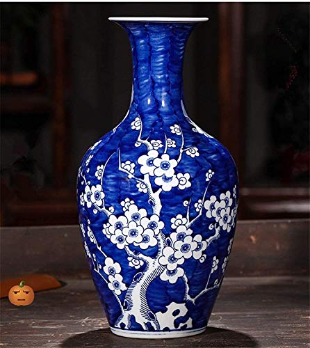 ZWH Jarrones Flores Jarrón De Porcelana Azul Y Blanco A Mano, Flor De Ciruelo Pintado A Mano Magpie Antiguo Florero De Cerámica De Cerámica Decoración (Size : #2)