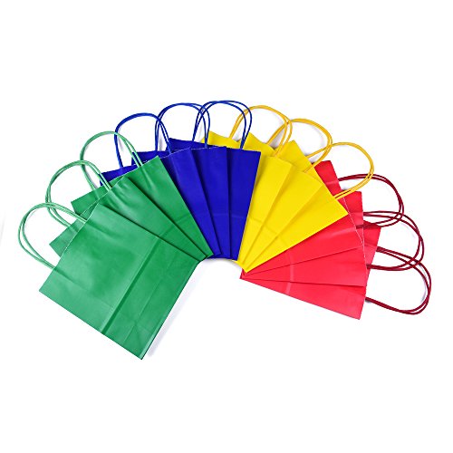 24 sacs-cadeaux en papier kraft - Avec poignée - 4 couleurs différentes