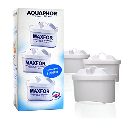 3 repuestos universales de filtros de agua antibacterianos Aquaphor Maxfor, capacidad de 200 L, B100-25, compatible con jarras con filtro de agua Aquaphor Amatista, Aquaphor Orion, Aquaphor Ágata y Aquaphor Tiempo Compatible con la mayoría de jarras Brita