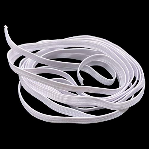 5 mm de ancho blanco elástico cinta para costura y manualidades – Bobina de cable de banda elástica de soporte de para ropa – elástico para faldas y pantalones cintura, Blanco, 5 Meters