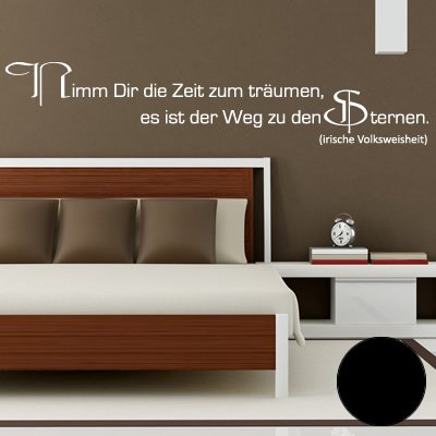 A452 - Adhesivo de pared (90 x 18 cm, 40 colores, 4 tamaños), diseño con texto en alemán, vinilo, Negro
, 150 cm x 30 cm