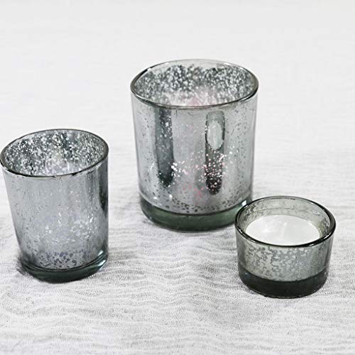 Afairy El Mercurio de Cristal Vela votiva Titular Conjunto de 3 portavelas Velas for Bodas, Fiestas y la decoración casera (Color : Gray)