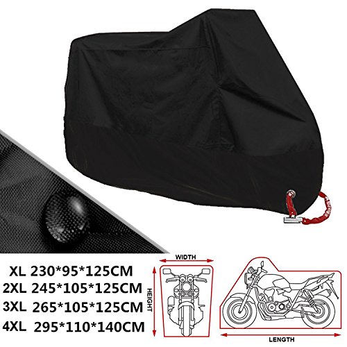 ANFTOP Motocicleta Funda para Moto 4XL Negro Color Agujeros de la Cerradura Cubierta UV Polvo Protectora Impermeable de Cubierta - XXXXL