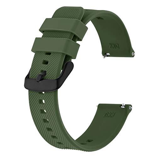 BISONSTRAP Correa de Reloj 19mm, Correas de Silicona de Liberación Rápida para Hombres y Mujeres (Verde Militar)