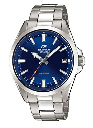 Casio EDIFICE Reloj en caja sólida, 10 BAR, Azul, para Hombre, con Correa de Acero inoxidable, EFV-100D-2AVUEF