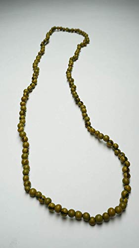 Collar de perlas para mujer, color verde claro, largo, ligero, natural, hecho a mano con nuez de tagua, comercio justo.
