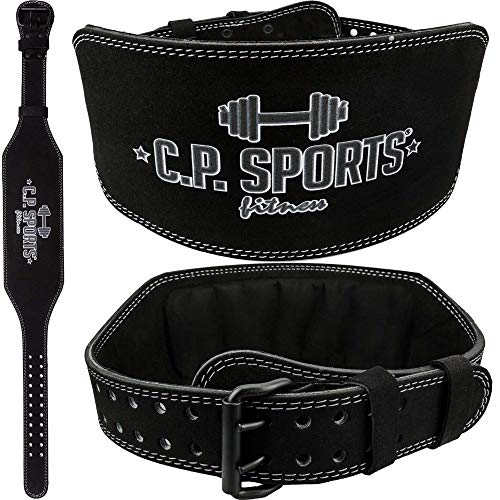 C.P.Sports - Cinturón para levantamiento de pesas (extra ancho, 81 – 107 cm), color negro y rojo