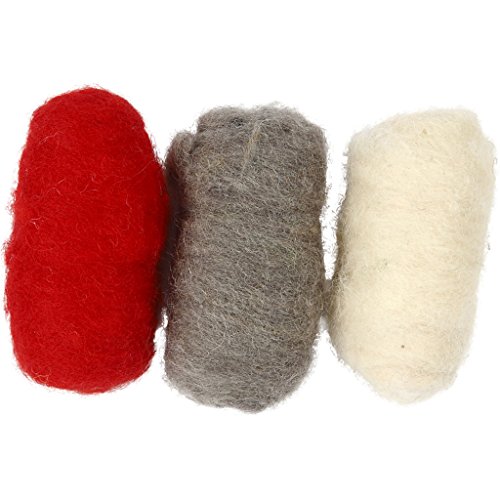 Creativ Company Harmony - Lote de 10 ovillos de lana cardada, color rojo y blanco