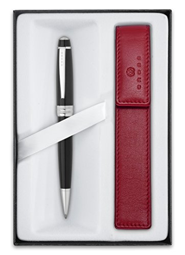 Cross Bailey - Set para regalo con bolígrafo y funda, color lana negra y rojo