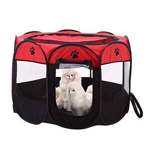 Decdeal Recinto Plegable para Mascotas Corralito Portátil Impermeable Malla de Aire Oxford Tienda de Campaña Casa de Juegos para Perros Gatos Pequeños 72x72x43cm