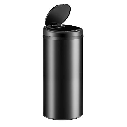 Deuba Cubo de Basura automático con Sensor Capacidad de 40L de Acero Inoxidable Color Negro Pantalla LED Reciclaje Cocina