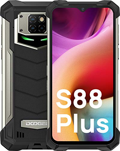 DOOGEE S88 Plus [2021] Móvil Resistente 10000mAh Batería, 8GB RAM+128GB ROM Moviles Antigolpes, Cámara Triples 48MP+Cámara Frontal 16MP IP68 IP69K Smartphone, 6.3”FHD, 24W Carga Rápida, LED/NFC, Negro