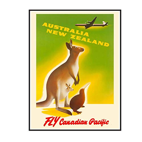 DrCor Australia Nueva Zelanda Canguro por Viaje en avión Arte de la Pared póster Lienzo Pintura decoración del hogar impresión en lienzo-50x70 cm sin Marco 1 Uds