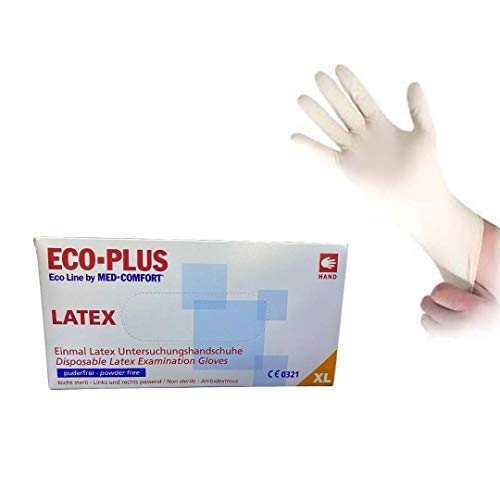 Guantes de Latex sin polvo Caja 100 uds. Eco Line by Med Comfort Talla XL