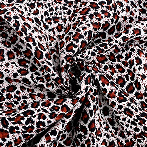 Gukasxi 145 x 90 cm Tela de algodón de leopardo para acolchar tela de estampado de leopardo por The Yard Fat Quarter Leopard 100% algodón Camo Popelín para coser DIT Craft ropa camisas, vestido