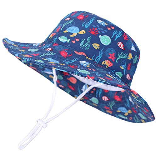 Happy Cherry - Niña Sombrero de Pescador Bucket para Niño Bebé Infantil Verano Gorro con ala Protección de Sol para Verano Playa Hat Estampado Lindo - Azul - 0-12 Meses