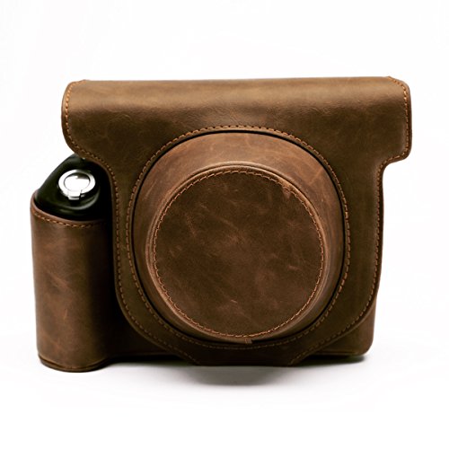 Hellohelio - Funda de piel sintética con correa para Fujifilm Instax Wide 300 Instant Film, diseño vintage, color marrón