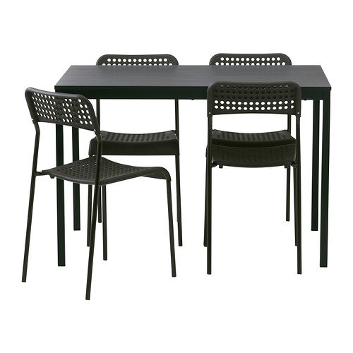 IKEA Tärendö/ADDE - Mesa y 4 sillas (110 cm), color negro