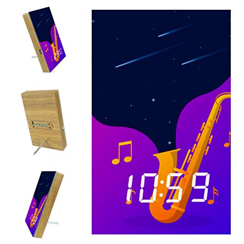 Indimization Despertadores Digitales para niñas Saxofón LED Reloj de Noche para niños Regalos de cumpleaños para niños Dormitorio de Adultos 6.2x3.8x0.9 in
