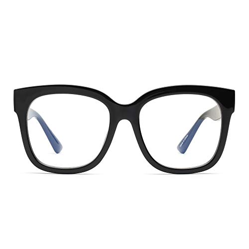 JIM HALO Gafas bloqueadoras de luz azul para mujeres Gafas cuadradas de gran tamaño para computadora Reducen la fatiga ocular Negro