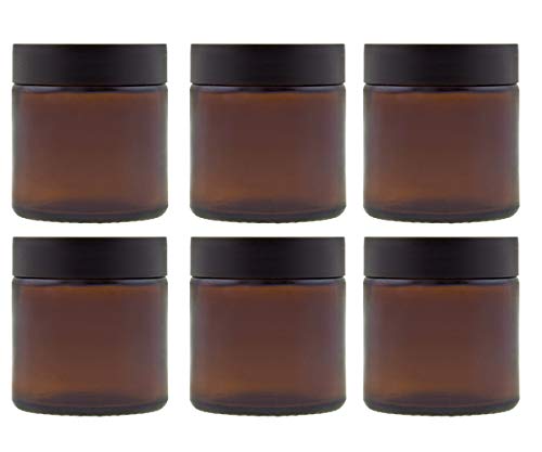 Juego de tarros de cristal con tapón de rosca, 4 piezas, capacidad de 60 ml, color marrón, tarros para crepes de cristal marrón