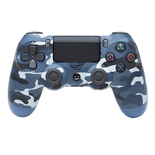 KEI Controlador inalámbrico para Playstation 4 Controler Adecuado para PS4 y PC, con táctil de luz Integrado, Dos Vibraciones, conexión inalámbrica Bluetooth, Cable de Carga USB,Camouflage Blue