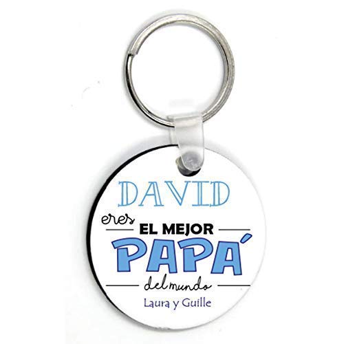 Kembilove Llavero Padre Personalizado con nombre - Llavero Redondo Eres el Mejor Papà del Mundo - Regalos Originales para el día del Padre, Cumpleaños