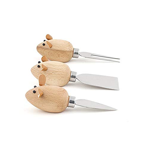 Kikkerland 2454140031 - Set de 3 Cuchillos para Queso Mouse