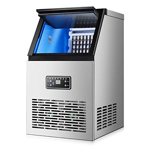 Levuyou Máquina automática para Hacer Hielo - Máquina para fabricar Cubitos de Hielo comerciales de 60 kg Acero Inoxidable para Barra de té Cafetería Supermercado