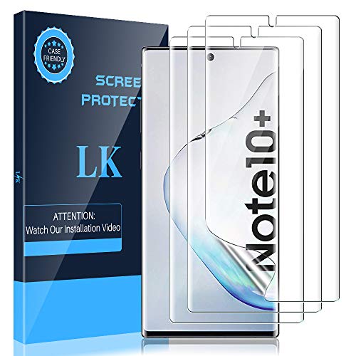 LK Compatible con Samsung Galaxy Note 10 Plus/Note 10+ Protector de Pantalla,3 Piezas,Admite la Función de Huella Digital,Película Protectora de TPU,Alta Definición y Sensibilidad, LK-X-25