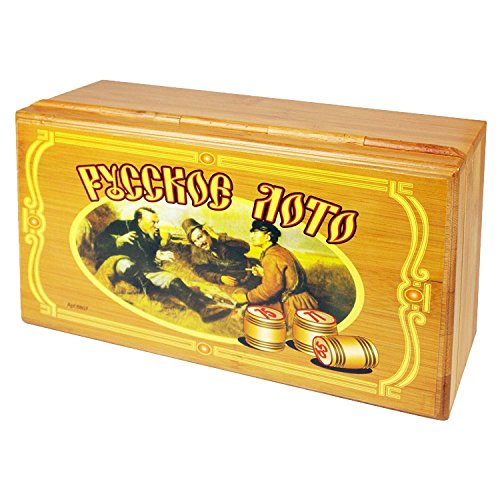 Lotto ruso (Loto) Juego en caja de madera con figuras de bingo, juego familiar Bingo