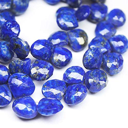 LOVEKUSH LKBEADS - Cuentas sueltas de lapislázuli naturales facetadas con forma de corazón con forma de gota de piedra preciosa de 22,8 cm de largo 8 mm de largo 9 mm Código HIGH-800