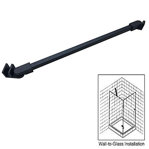M-Home - Brazo de soporte para barra de acero inoxidable mate para cristal de ducha de 6 mm, 8 mm a 10 mm de grosor para panel fijo sin marco, color negro
