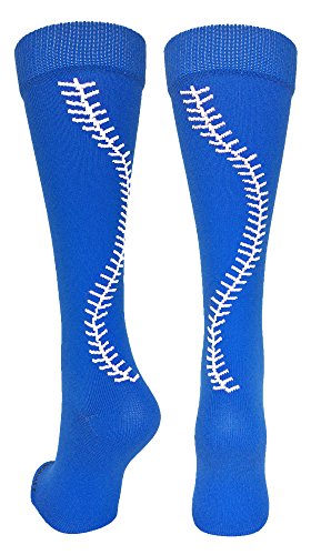 MadSportsStuff - Calcetines de pelota con puntadas sobre la pantorrilla (varios colores), S, Azul real/Blanco