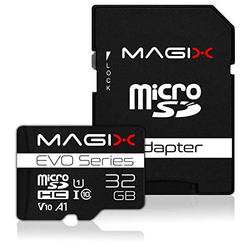 Magix Tarjeta de Memoria MicroSD Card EVO Series Clase10 V10 + Adaptador SD, Velocidad de Lectura hasta 80 MB/s (32GB)