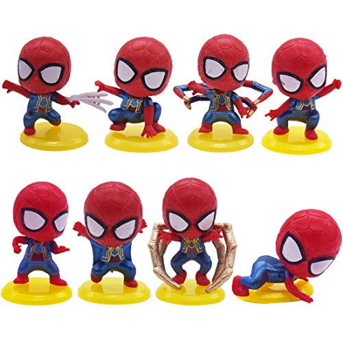 Mini Juego de Figuras Decoración para Tartas YUESEN 8pcs Mini Modelo de Spiderman Decoración para Tartas, Suministros para Fiestas, Figuras para Magdalenas, Suministros