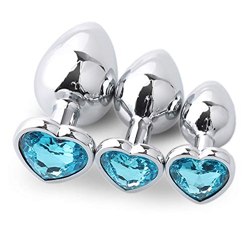 Modelo de corazón Azul Fondo Redondo Ànâl 3 Piezas/Juego Cristal de Piedras Preciosas Transparentes Colgante de Diamantes de Cristal Juguete de Masaje FunPlûg