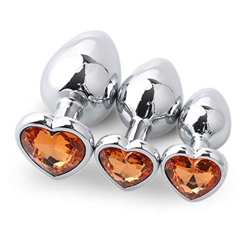 Modelo de corazón Naranja Fondo Redondo Ànâl 3 Piezas/Juego Cristal de Piedras Preciosas Transparentes Colgante de Diamantes de Cristal Juguete de Masaje FunPlûg